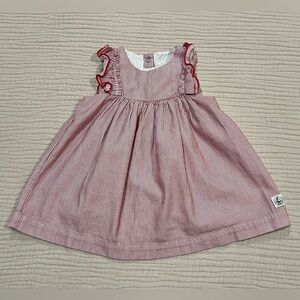 Petit Bateau Red and White Striped Kids Dress Size 12 Months